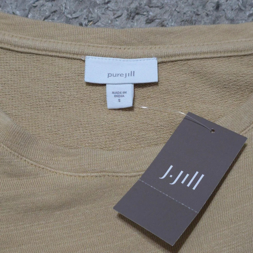 J. JILL 100 Cotton French Terry Slub Knit Long Sleeve Crew, Bishop Sleeves, S - Picture 7 of 13